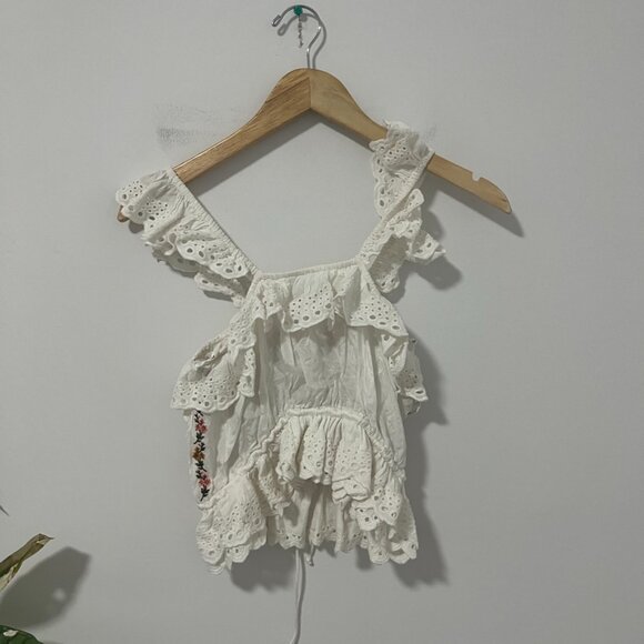 Rahi Cali White Eyelet Cutout Cropped Tank Size XS - Picture 6 of 6